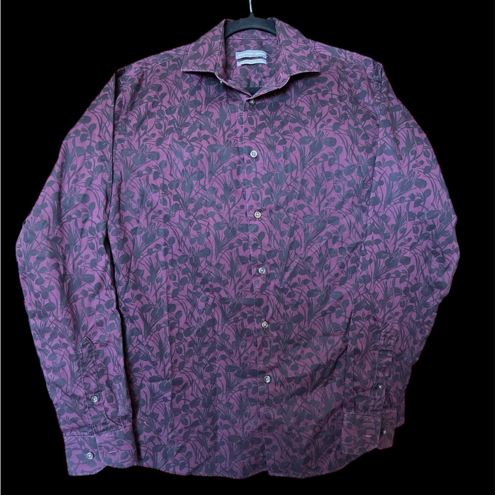 Geoffrey Beene Purple Casual Button Down Shirt slim fit medium 34/35 15.5”
